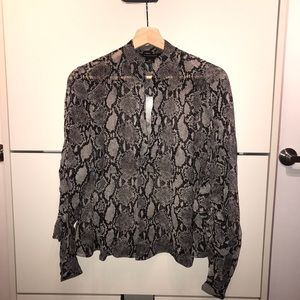 Club Monaco Millicent Silk Top in Snake Print